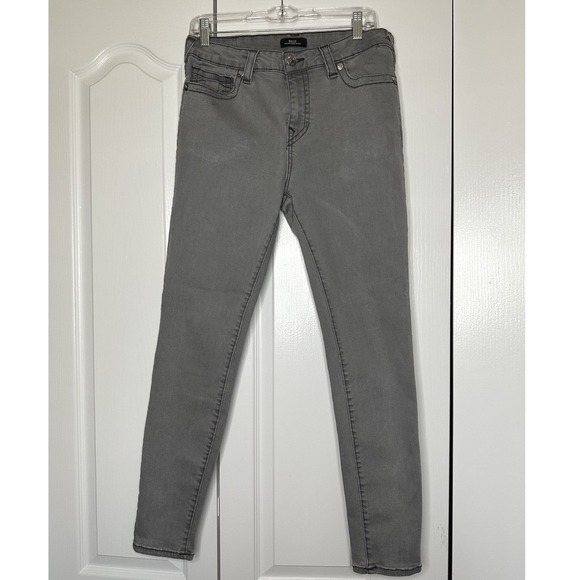 True Religion Womens Halle Mid-Rise Super Skinny Jeans Size 30 Gray 5 Pockets - Picture 3 of 9